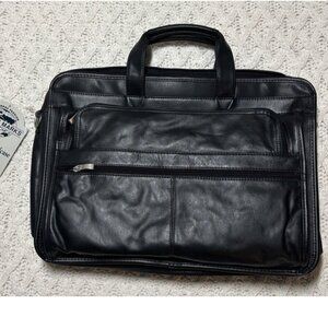 Leather attache briefcase Expandable messenger bag with handle &‎ shoulder strap